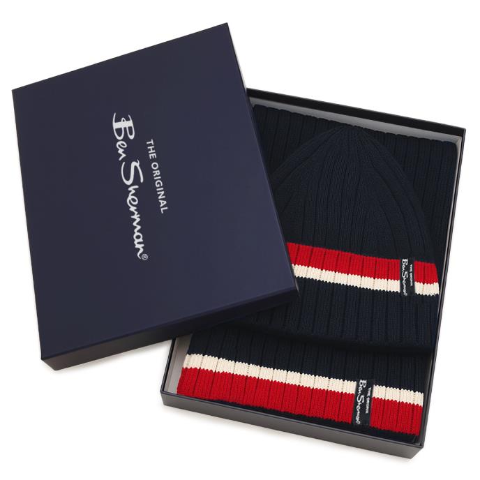 Ben Sherman® Mens Hat & Scarf Gift Set Navy Extra Image 7